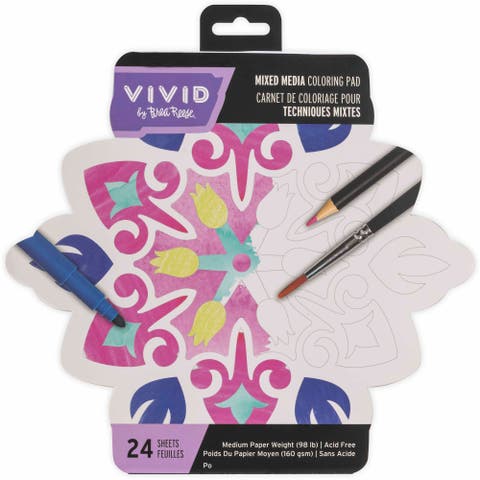 Mixed Media Coloring Pad, Tile, 24 Shaped Sheets