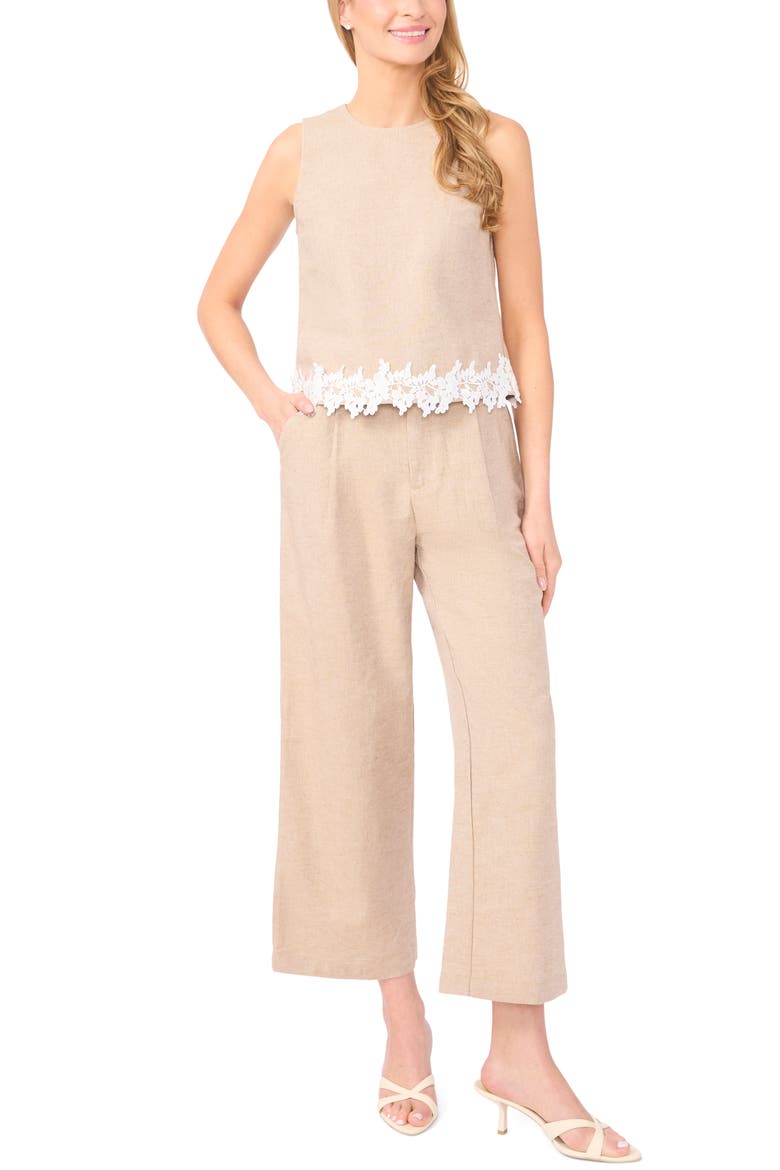 Bow Tie Waist Ankle Wide Leg Pants, Alternate, color, TOFFEE