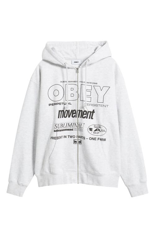 Obey Persistent Movement Graphic Zip Hoodie In Neutral