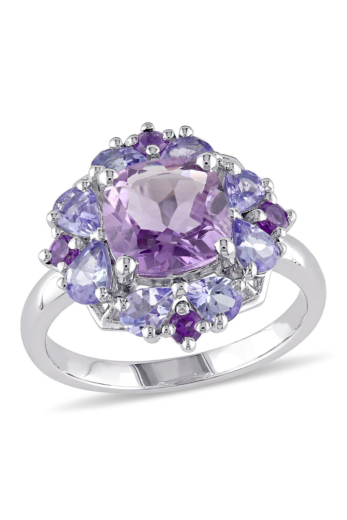 DELMAR Sterling Silver Amethyst Tanzanite Cocktail Ring