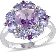 DELMAR Sterling Silver Amethyst Tanzanite Cocktail Ring