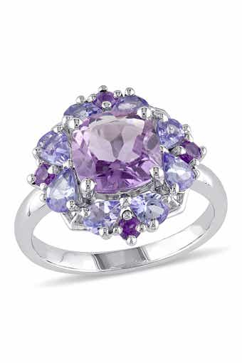 DELMAR Sterling Silver Amethyst Tanzanite Cocktail Ring