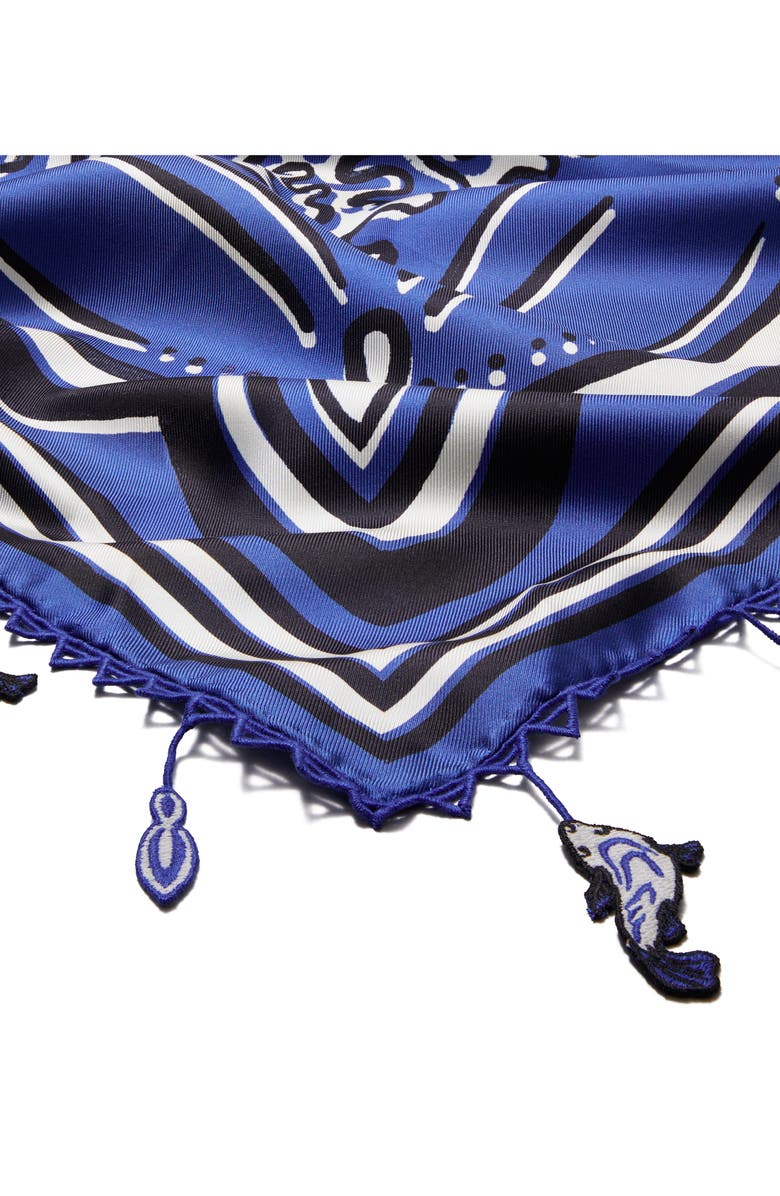 Tory Burch Fish Silk Square Scarf, Alternate, color, Fish Silk Square Blue