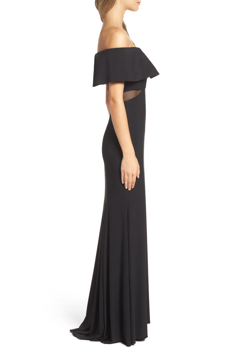 Xscape Jersey Popover Gown, Alternate, color, BLACK