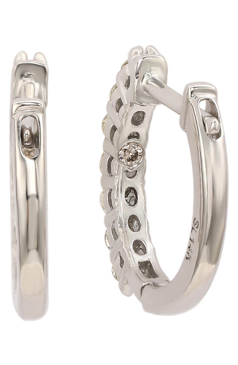 SUZY LEVIAN 14K Gold Diamond Huggie Hoop Earrings - 0.50ct., Alternate, color, White