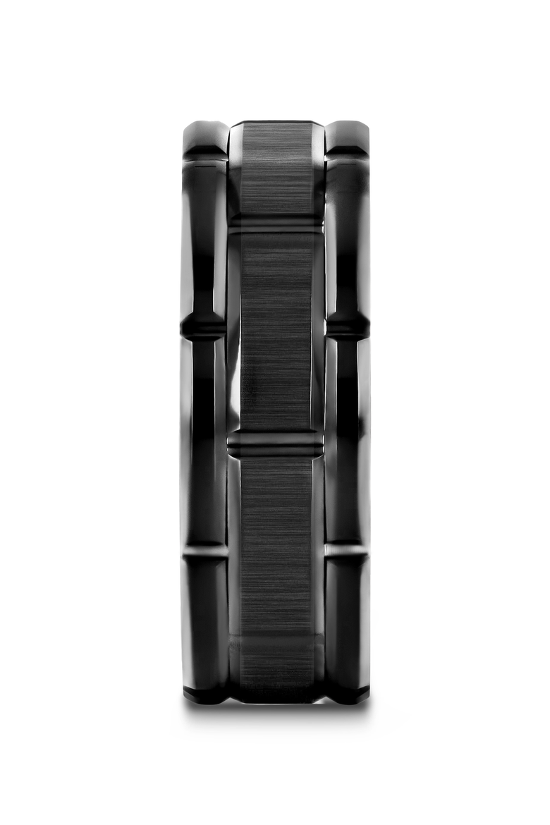 Windsor Beveled Tungsten Carbide Wedding Band, Alternate, color, Black 8mm