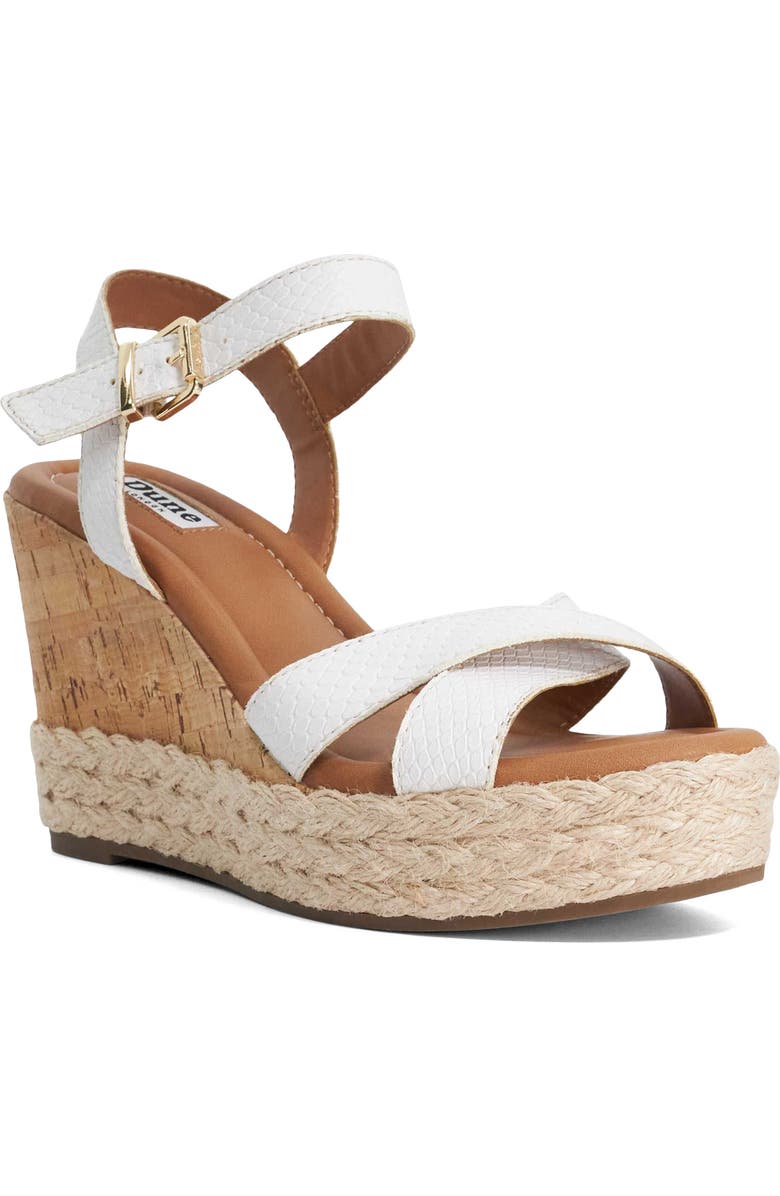 Dune London Kindest Platform Wedge Sandal, Main, color, White