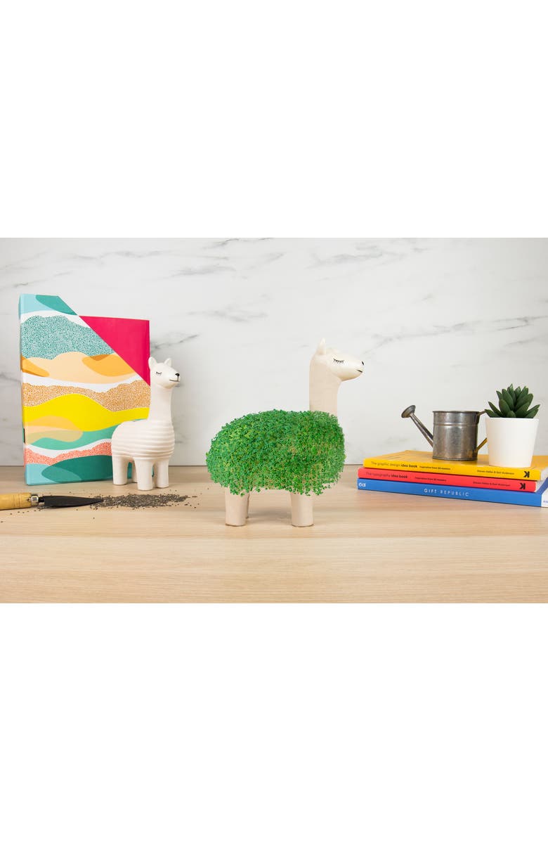 GIFT REPUBLIC Llama Chia Planter, Alternate, color, Green
