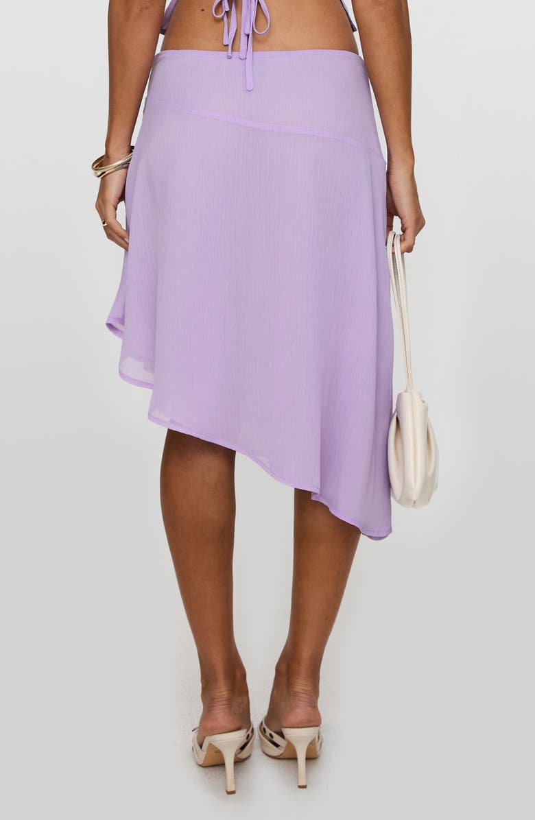 Princess Polly Pappilion Embroidered Asymmetric Chiffon Skirt, Alternate, color, Lilac