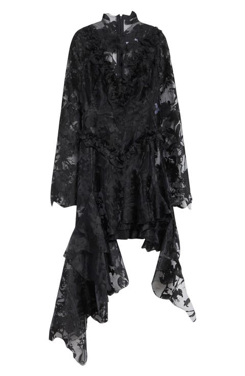 Long Sleeve Devoré Dress