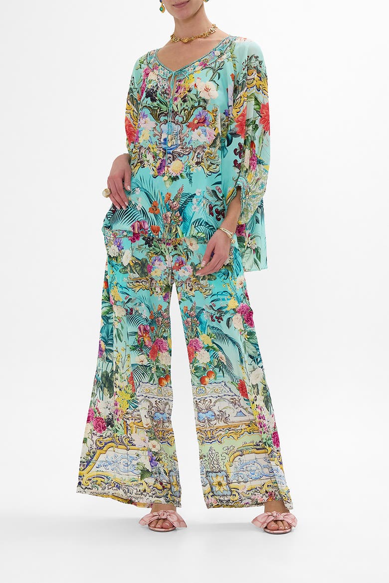 Raglan Sleeve Blouse With Cuff Gardens Of Queluz, Main, color, Gardens Of Queluz