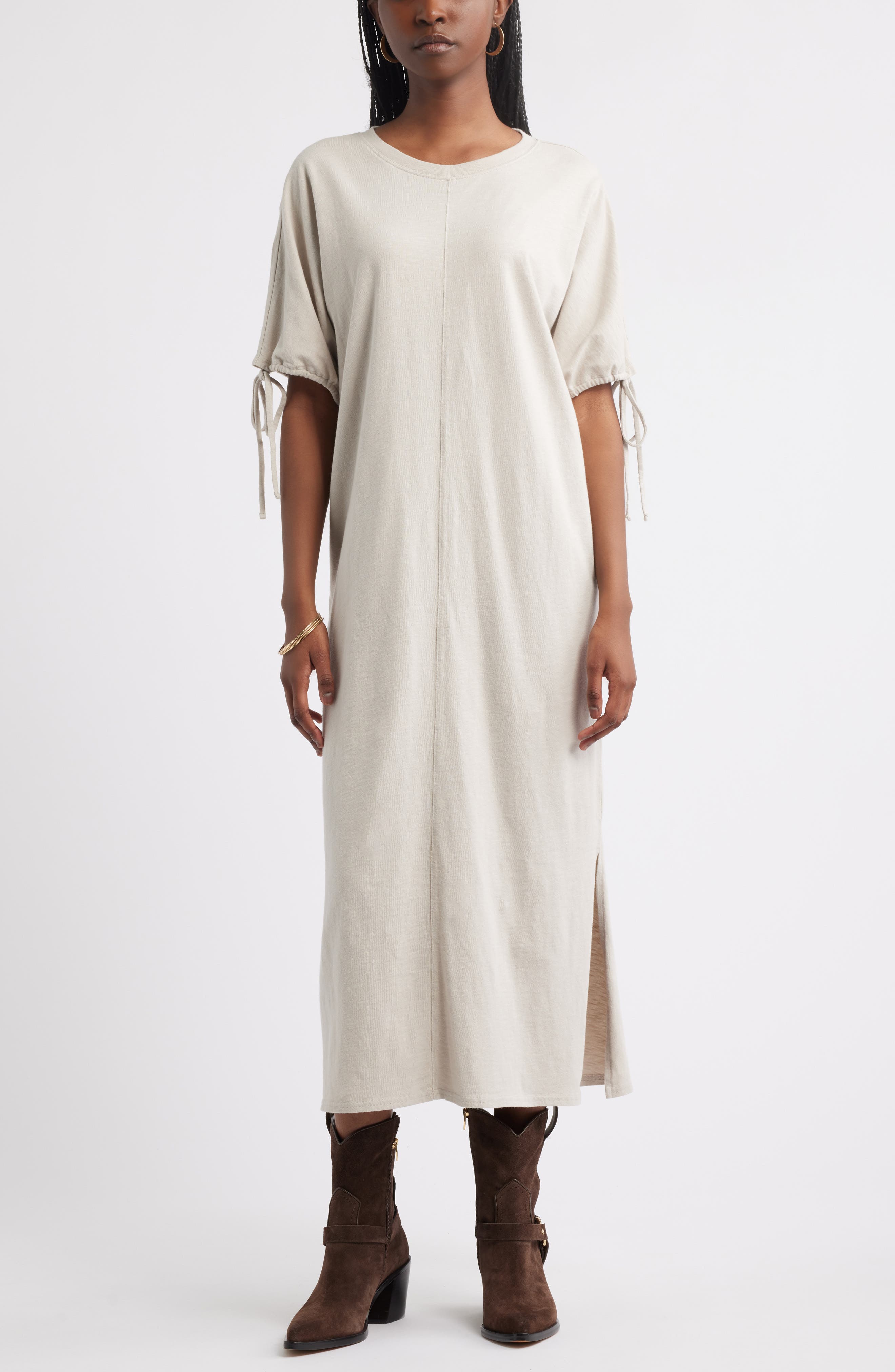 Drawstring Sleeve Knit Dress