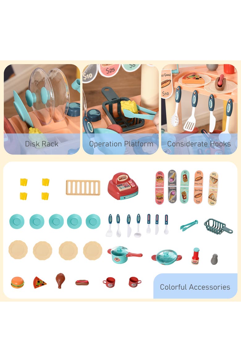 Kids Kitchen Food Stand with Play Food, Cashier Register, Accessories​, Alternate, color, Multi-colored