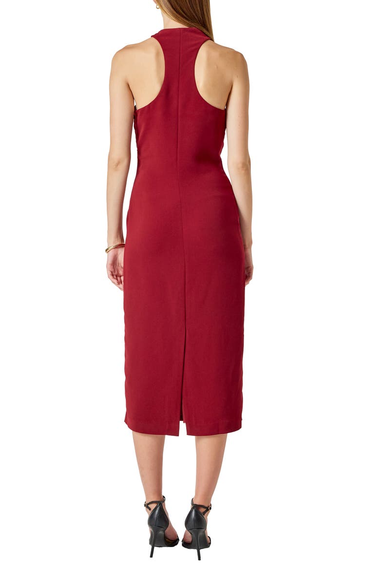 Choker Tie Sleeveless Midi Dress, Alternate, color, BURGUNDY