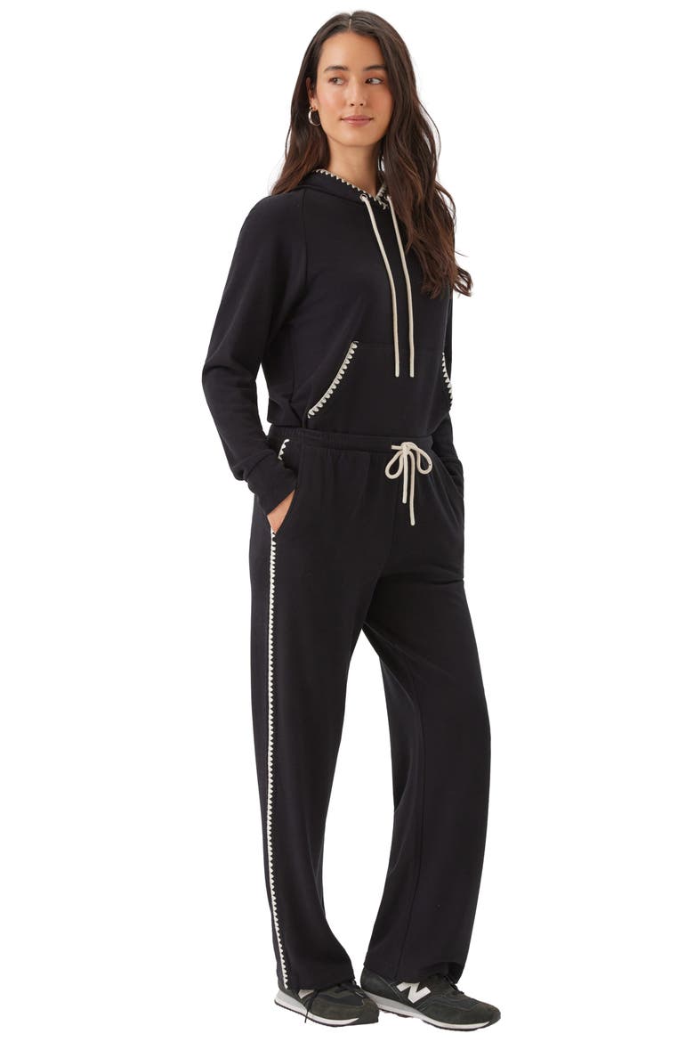 Edge Stitch Wide Leg Sweatpants, Alternate, color, BLACK
