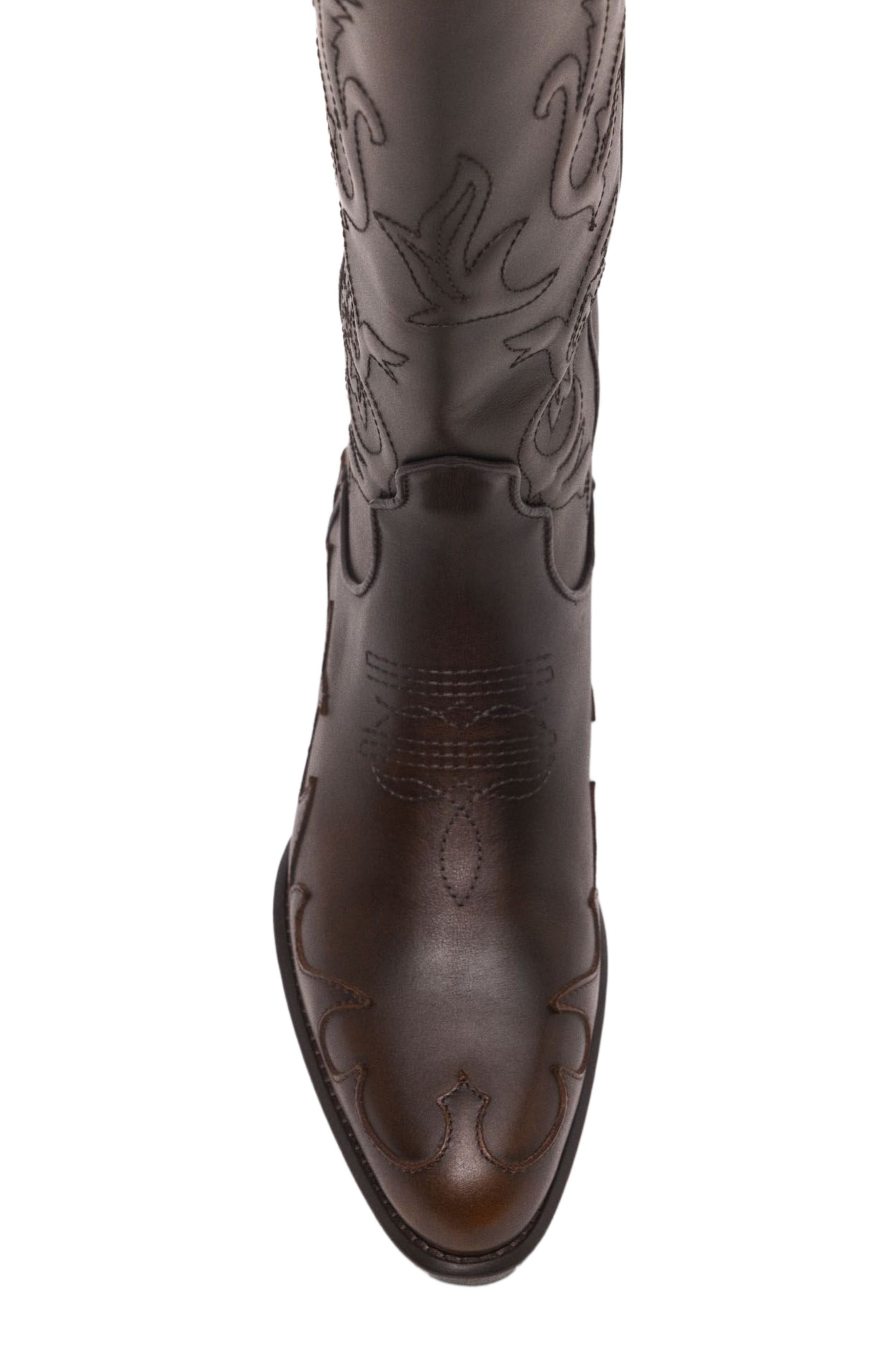 maje Leather cowboy boots, Alternate, color, Brown