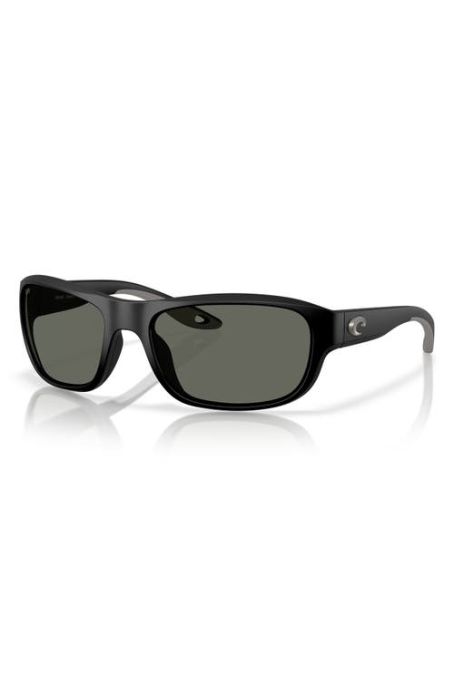 Costa Del Mar Clipperton 58mm Polarized Rectangular Sunglasses In Matte Black/gray 580g