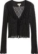 Open Edit Ruffle Sheer Lace Top