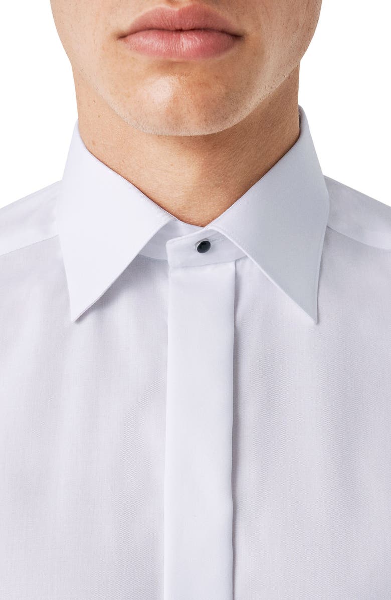Eton Slim Fit Twill Fly Front Tuxedo Shirt, Alternate, color, White