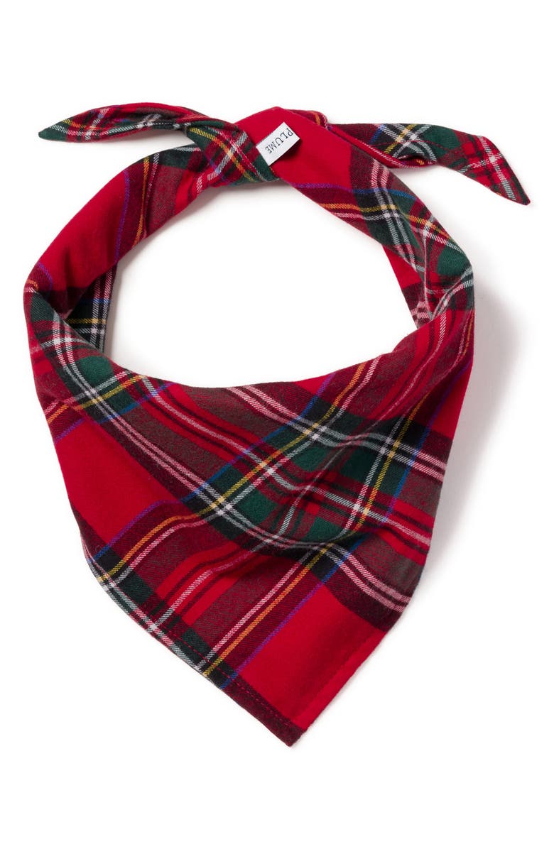 Petite Plume Imperial Tartan Dog Bandana, Main, color, Red