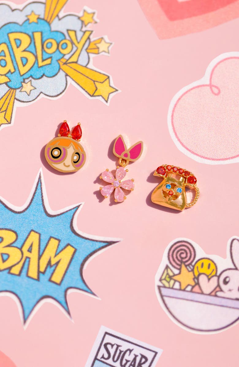 Girls Crew The Powerpuff Girls Blossom Set of 3 Single Stud Earrings, Alternate, color, Gold