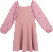 Speechless Kids' Mesh Sleeve Bow Scuba Dress