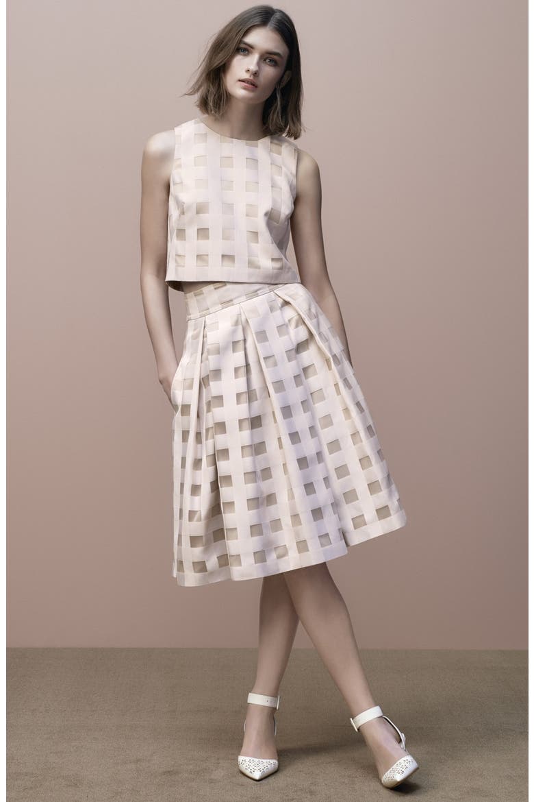 Check Satin Two-Piece Dress, Alternate, color, BLUSH