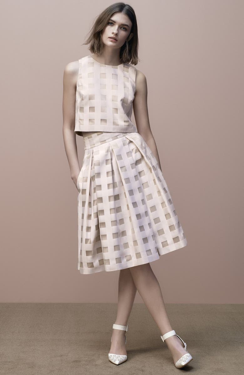 Eliza J Check Satin Two-Piece Dress, Alternate, color, 