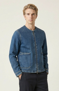Modenaire Denim Zip Front Patch Pocket Jacket