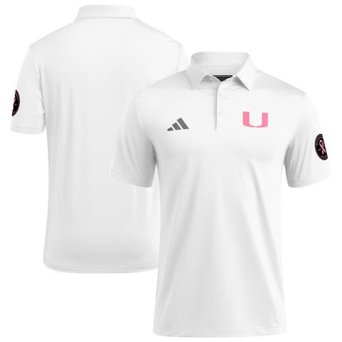 Men's adidas White Miami Hurricanes Wear Pink Breast Cancer Awareness Polo