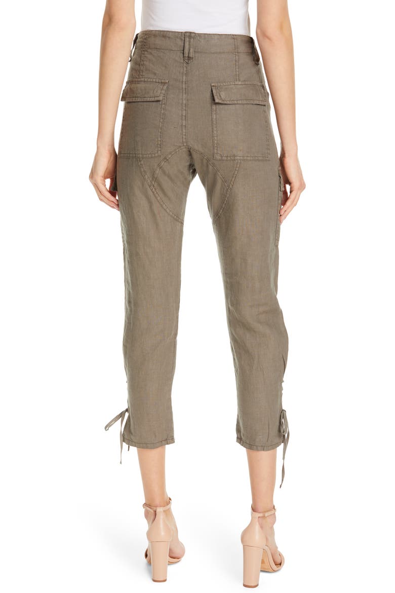 Telutci Tie Cuff Linen Cargo Pants, Alternate, color, FATIGUE