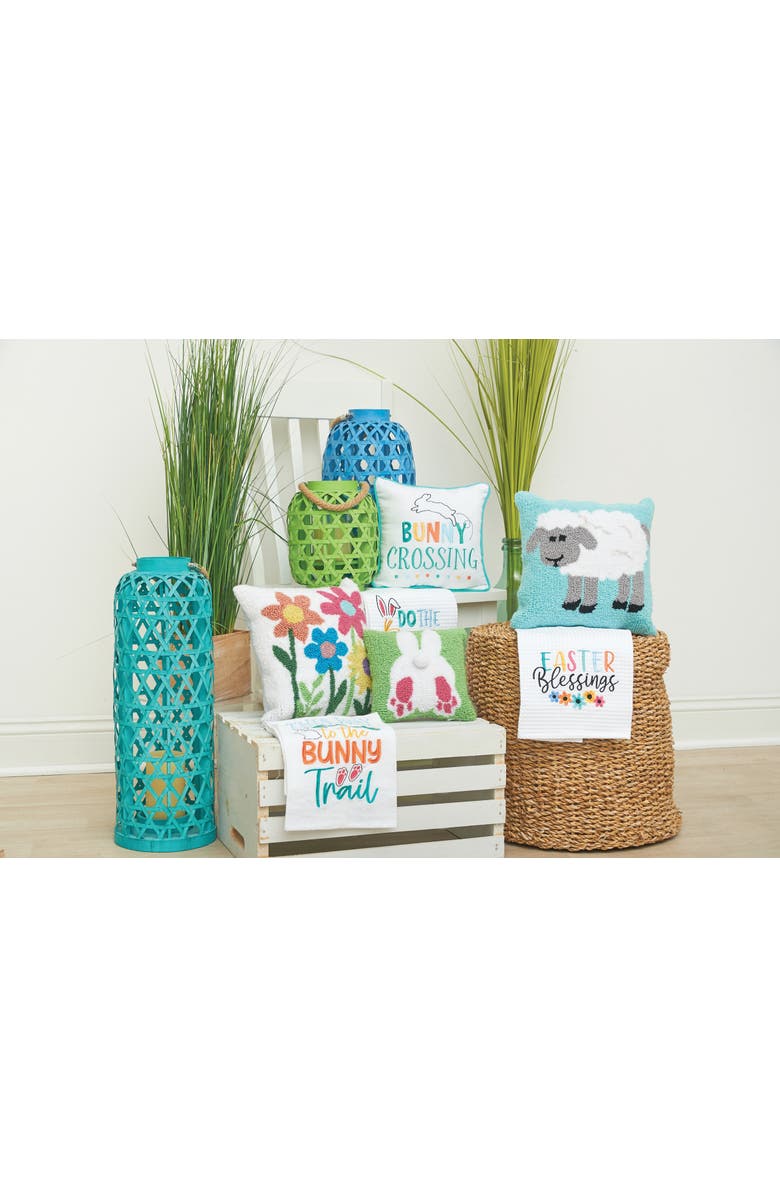 C&F Home "Bunny Crossing" Easter Cotton Blend Embroidered Mini Accent Pillow 10" x 10", Alternate, color, White