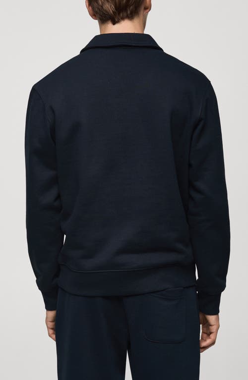 Mango Cotton Blend Polo Sweatshirt In Dark Navy