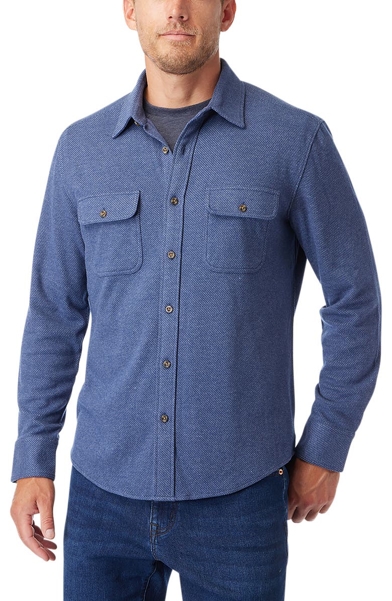 Fair Harbor Dunewood Stretch Flannel Button-Up Shirt, Alternate, color, Navy Twill