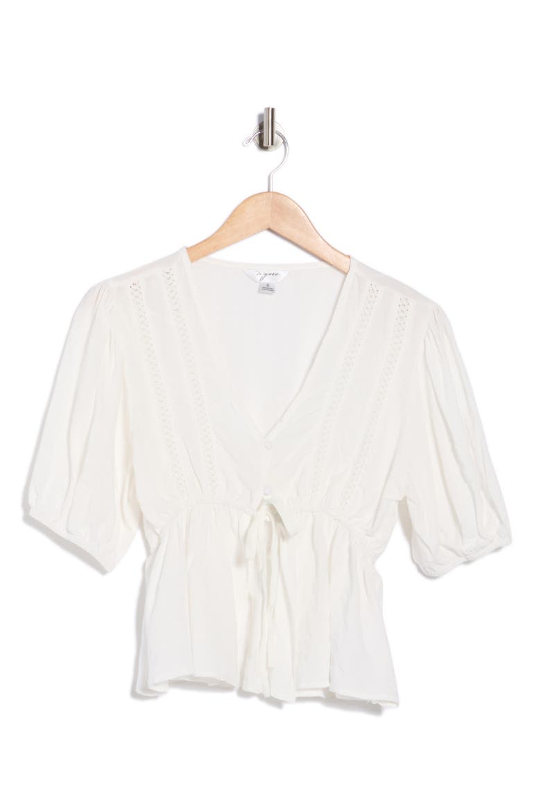 V-Neck Peasant Top, Alternate, color, WHITE