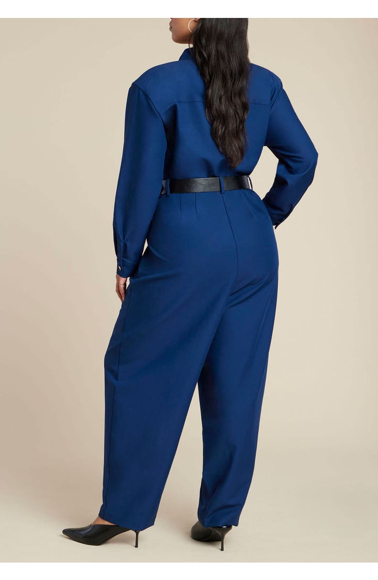 ELOQUII Slick Jumpsuit, Alternate, color, Dress Blues