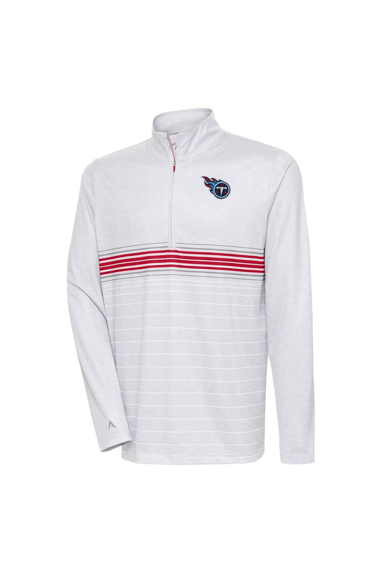 Men's Antigua Heather Gray/Red Tennessee Titans Bullseye Quarter-Zip Pullover Top, Main, color, Heather Gray