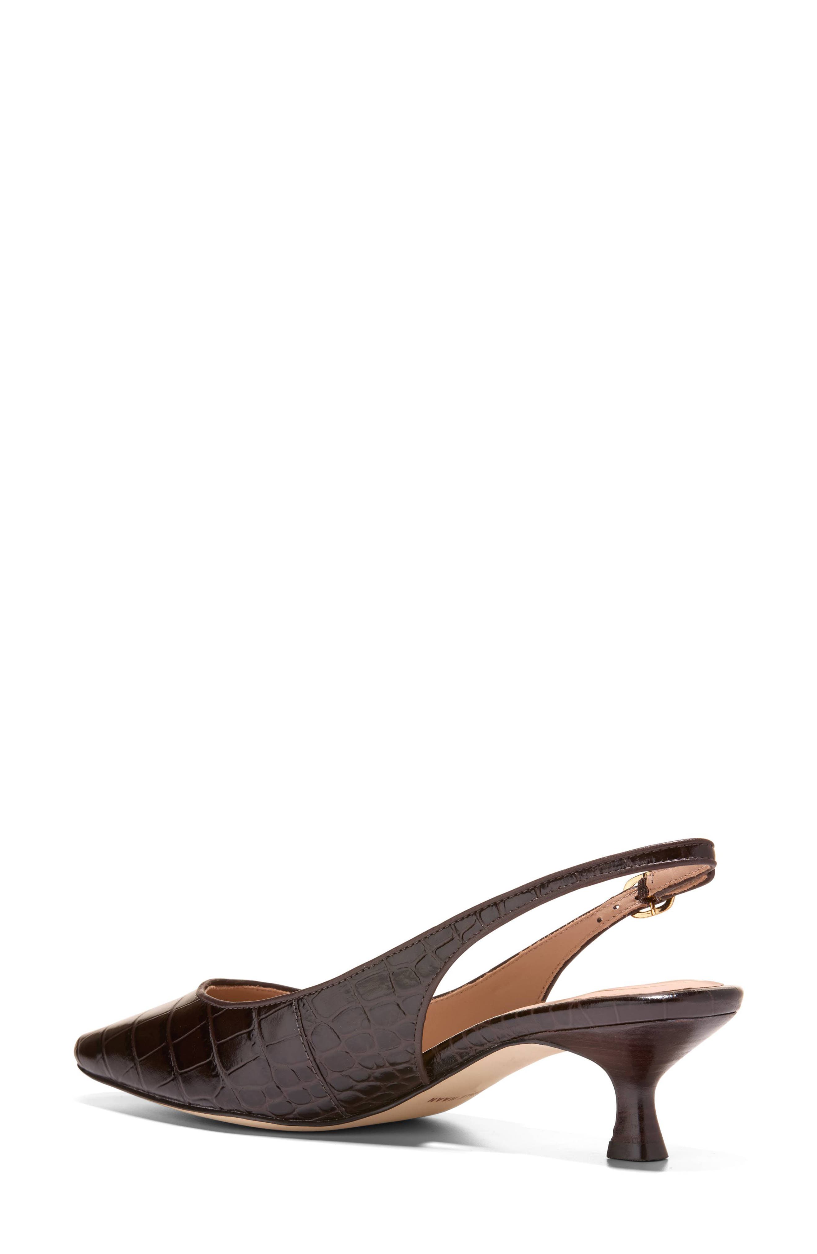 Tyldie Kitten Heel Slingback Pump, Alternate, color, CHOCOLATE CROC PRINT LEATHER