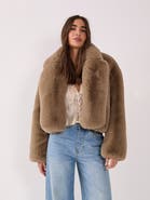 NASTY GAL Cropped Collar Faux Fur Jacket