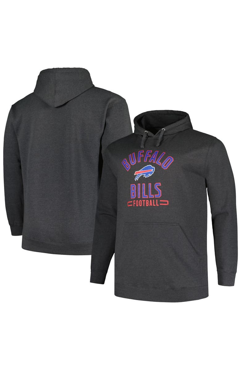 FANATICS Men's Fanatics Branded Heather Charcoal Buffalo Bills Big & Tall Pullover Hoodie, Main, color, 