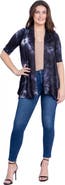 24seven Comfort Apparel Tie Dye Elbow Sleeve Open Front Cardigan