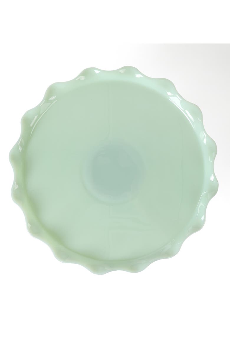 Highbrook Handmade Jadeite Glass Cake Stand with Ruffle Trim, Alternate, color, Jadeite Green