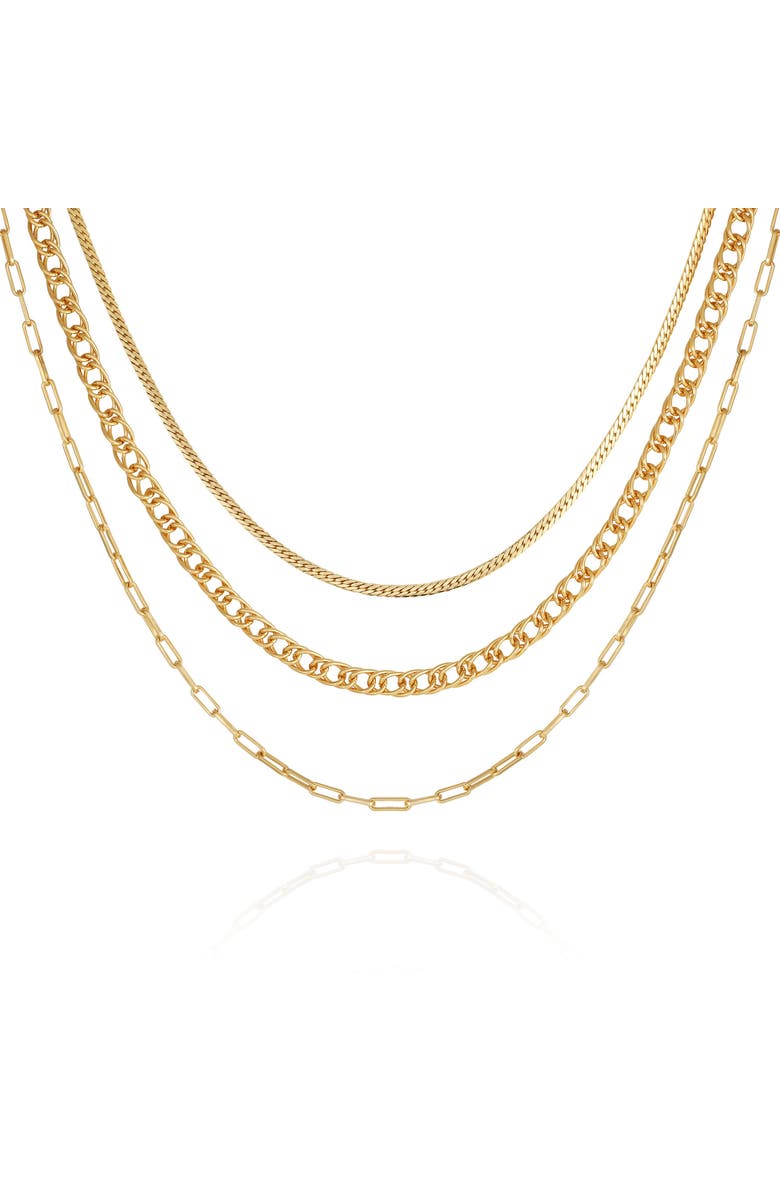 Vince Camuto Multi-Row Chain Necklace, Main, color, 14K Gold Plated