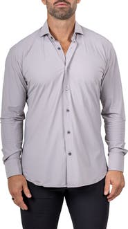 Maceoo Eins Shaped Fit Marthy3016 Grey Knit Button-Up Shirt