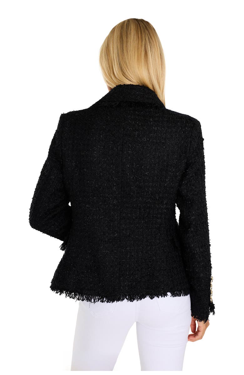 The Noli Shop Giselle Single-Breasted Tweed Blazer, Alternate, color, Black