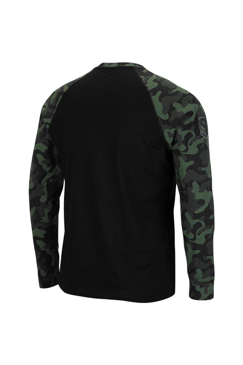 Men's Colosseum Black Arizona State Sun Devils OHT Military Appreciation Camo Raglan Long Sleeve T-Shirt, Alternate, color, Black