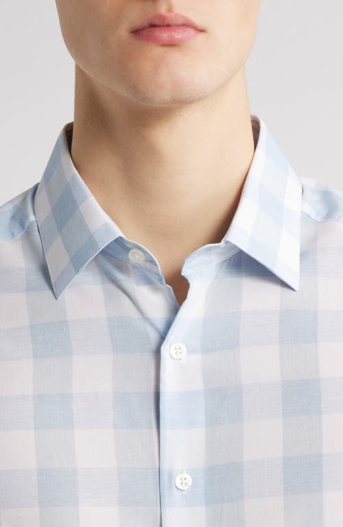 Scott Barber Riviera Buffalo Check Cotton Blend Poplin Button-up Shirt In Sky