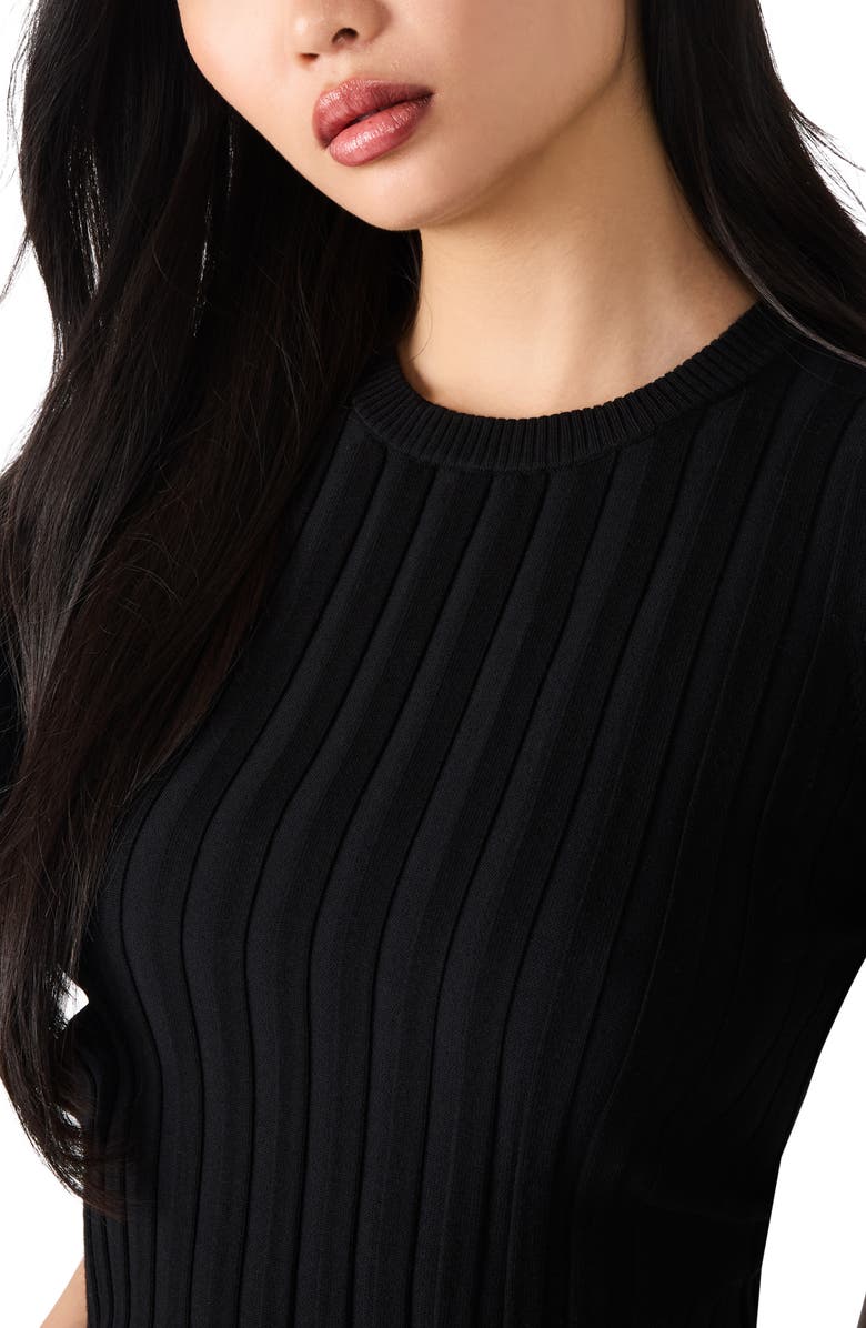 Steve Madden Allie Short Sleeve Rib Sweater, Alternate, color, Black