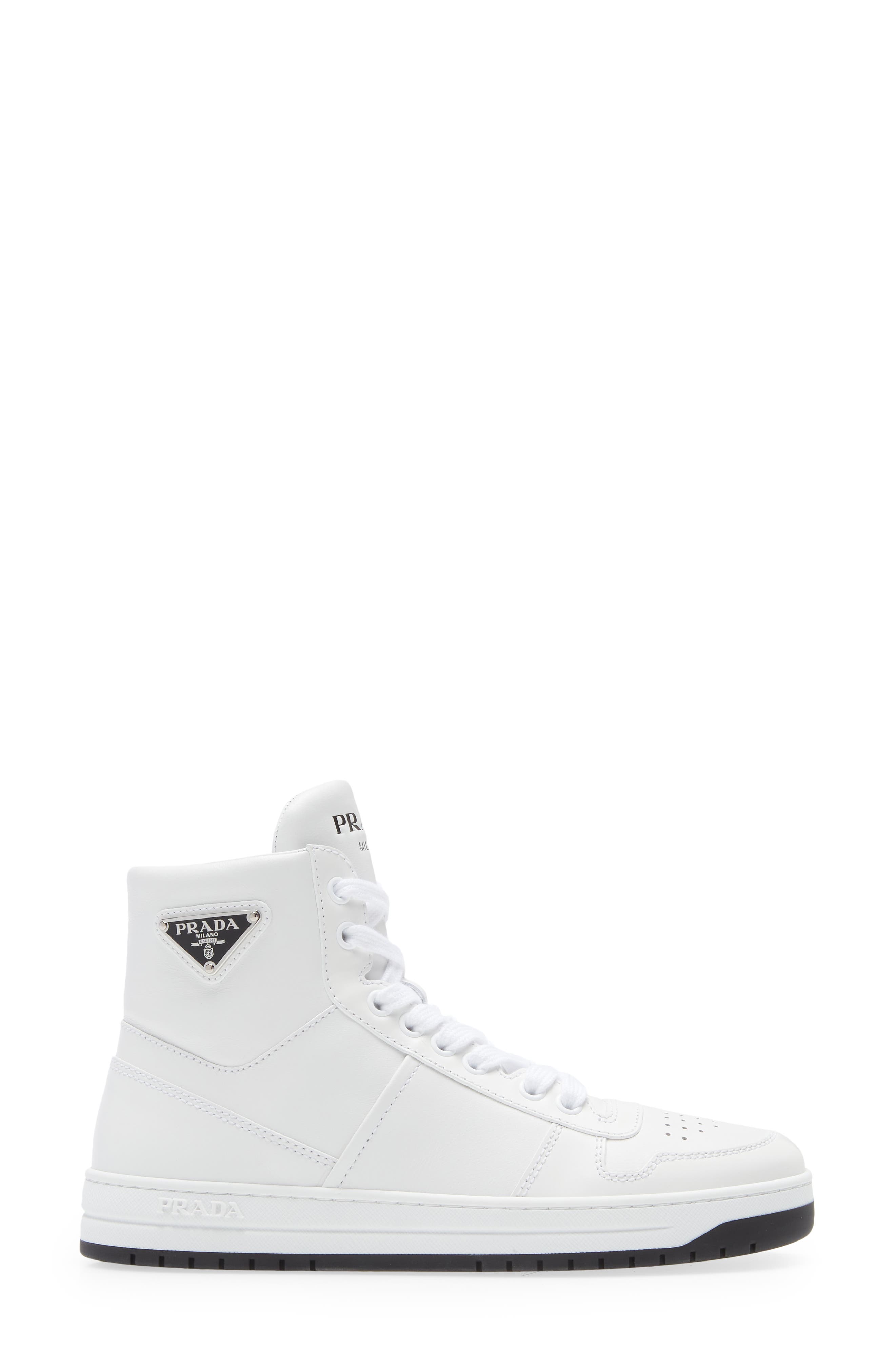 Prada Logo High Top Sneaker, Alternate, color, 