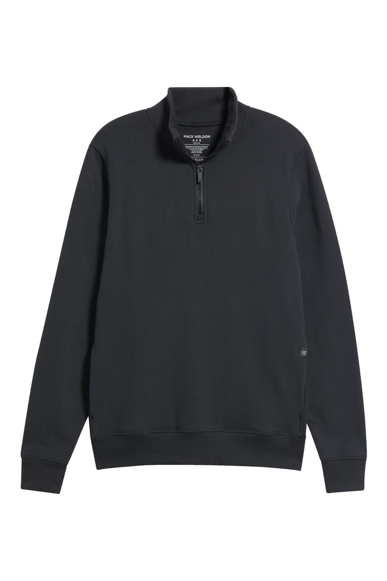 Ace Cotton Blend French Terry Half Zip Pullover, Alternate, color, TRUE BLACK